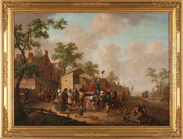 Quaksalber auf d. Dorfe Oil Painting by Hendrik Willem Schweickhardt