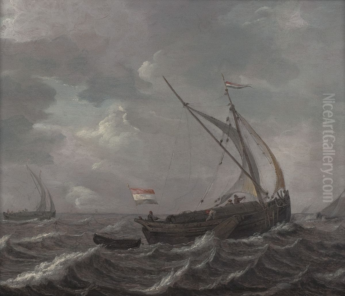 Schepen op woelige zee Oil Painting by Abraham Van Beijeren
