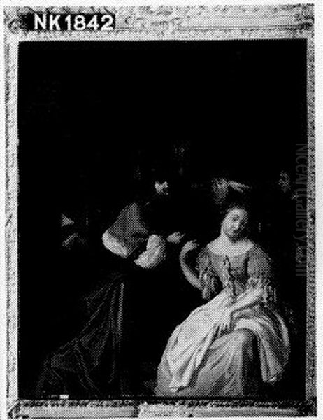 Een gezelschap in een interieur Oil Painting by Jacob Ochtervelt