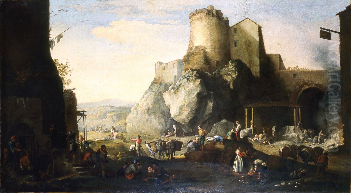 Landscape with fortress Oil Painting by Abraham Begeyn