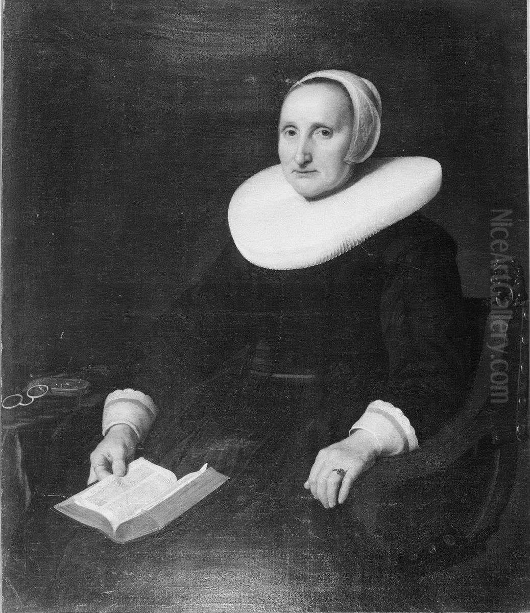 Woman sitting in Chair with Book Oil Painting by Ferdinand Bol