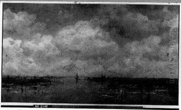 Gezicht op een brede waterweg Oil Painting by Jan Hillebrand Wijsmuller