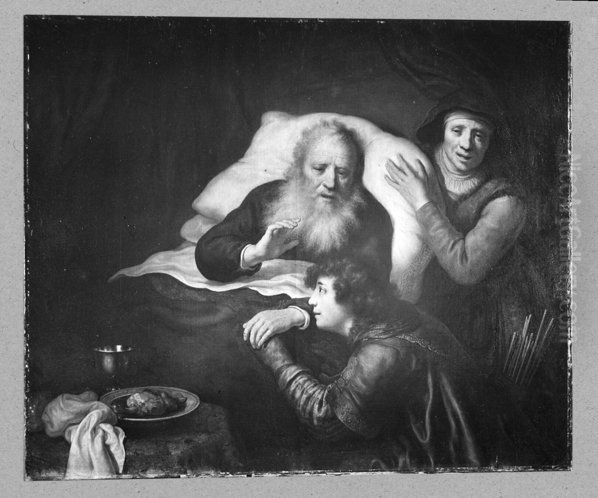 Isaac blessing Jacob Oil Painting by Govert Flinck