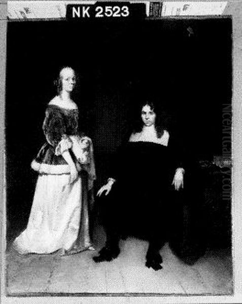 Portret van een man en een vrouw Oil Painting by Gerard Ter Borch