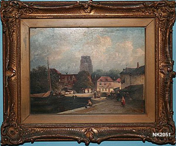 Hollands stadsgezicht Oil Painting by Solomon Leonard Verveer