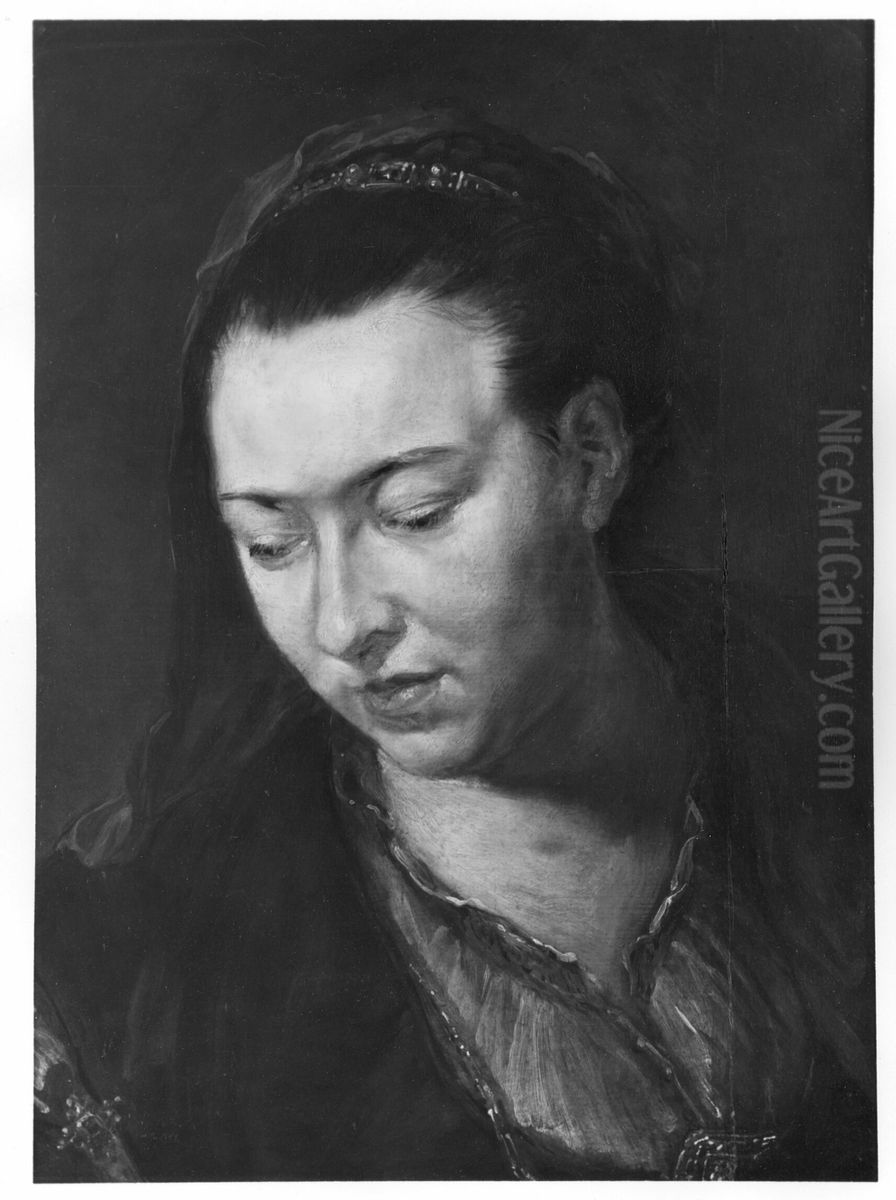 Head of a Young Woman Oil Painting by (studio of) Rubens, Peter Paul