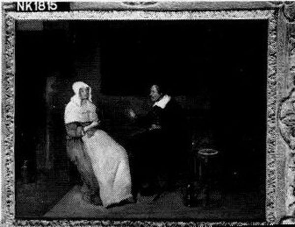 Interior with two figures Oil Painting by Quirijn van Brekelenkam