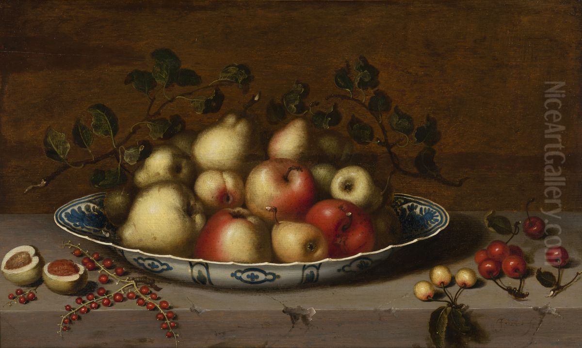 Stilleven met vruchten op bord Oil Painting by Jean Bouman