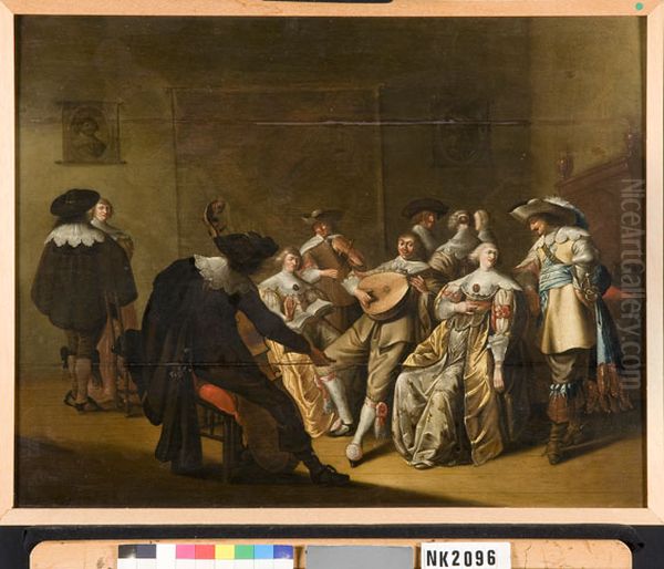 Musicerend gezelschap in een interieur Oil Painting by Anthonie Palamedesz.