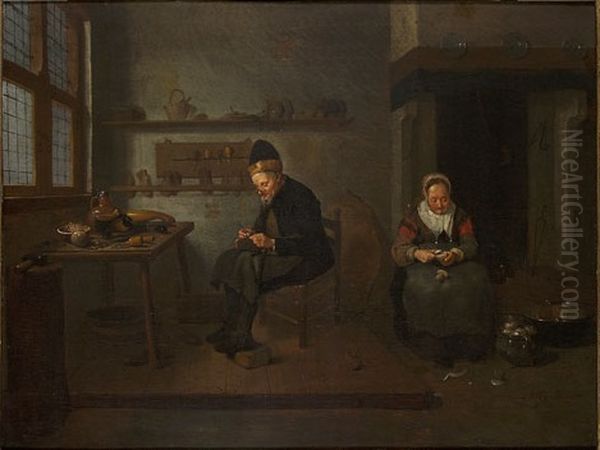 at a shoemaker Oil Painting by Quirijn van Brekelenkam