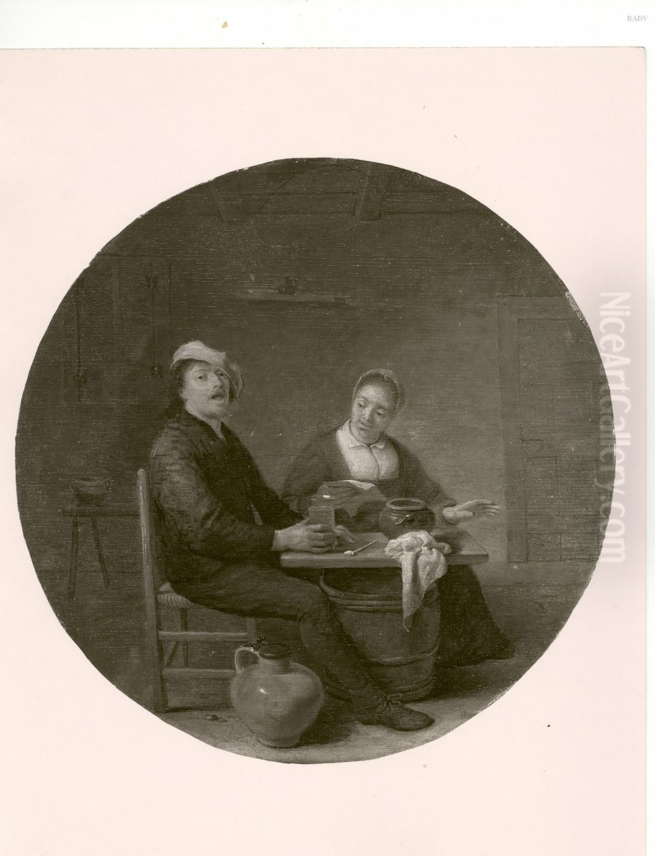 Gehoor, verpersoonlijkt door een zingend paar Oil Painting by Hendrik Martenszoon Sorgh