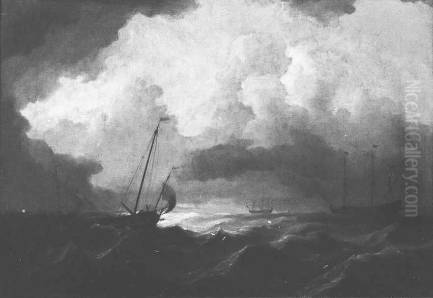 Schepen op een ruwe zee Oil Painting by Willem van de Velde the Younger