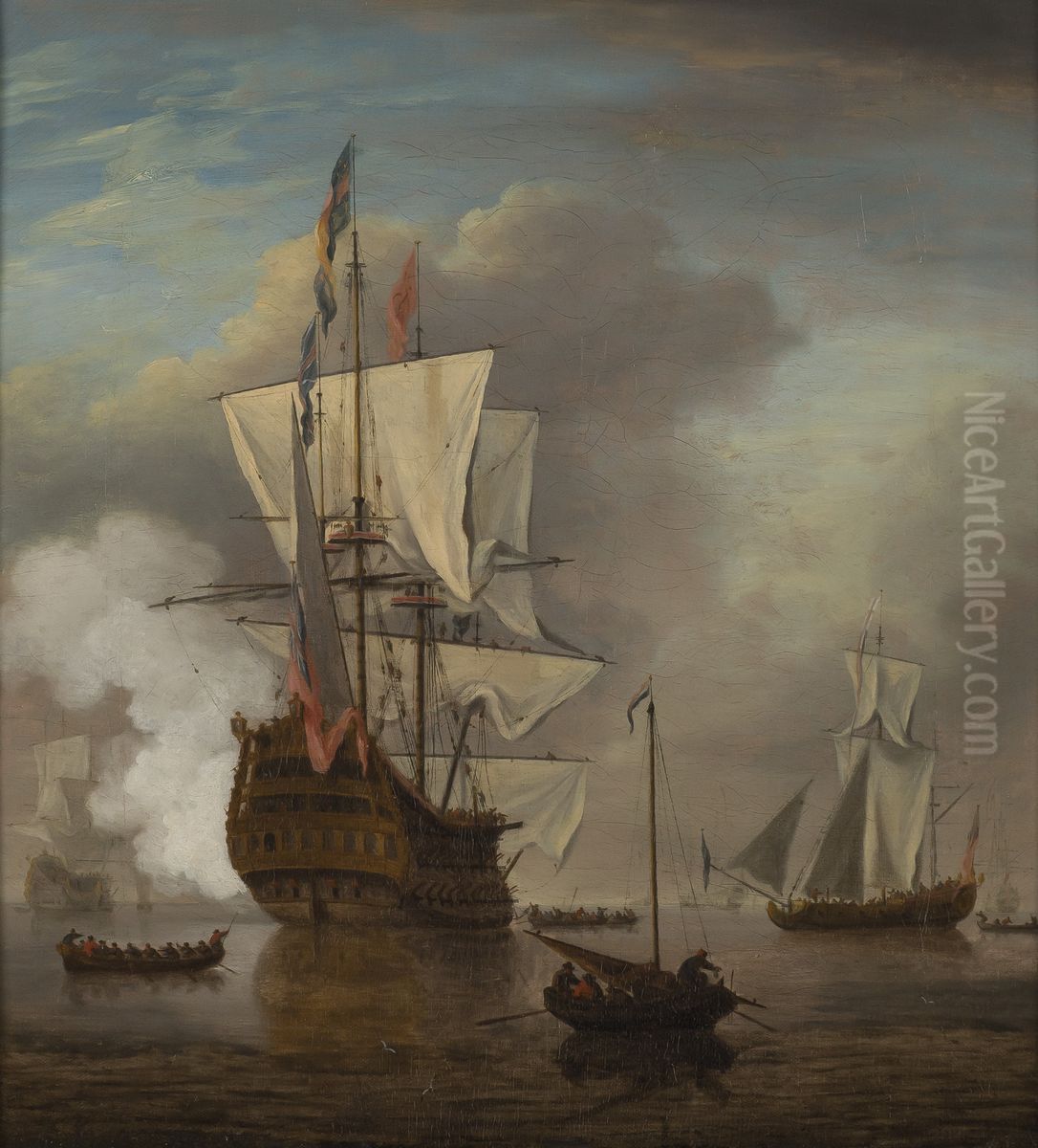 Het kanonschot Oil Painting by Willem van de Velde the Younger