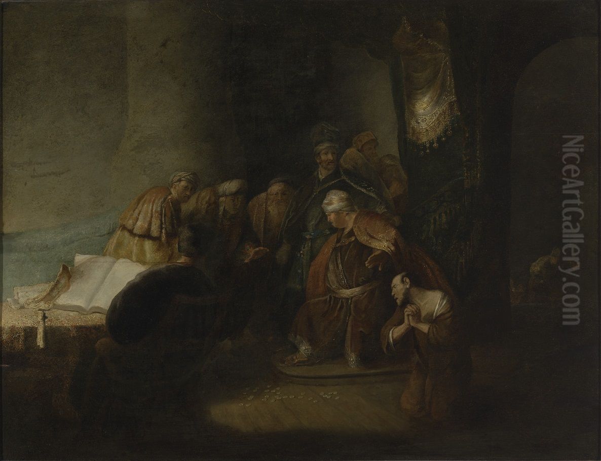 Judas returning the thirty pieces of silver Oil Painting by Isaac de Jouderville