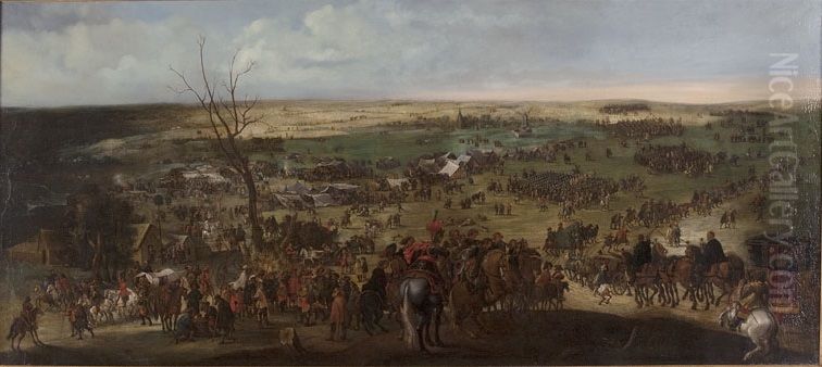 Een soldatenkamp Oil Painting by Peter Snayers