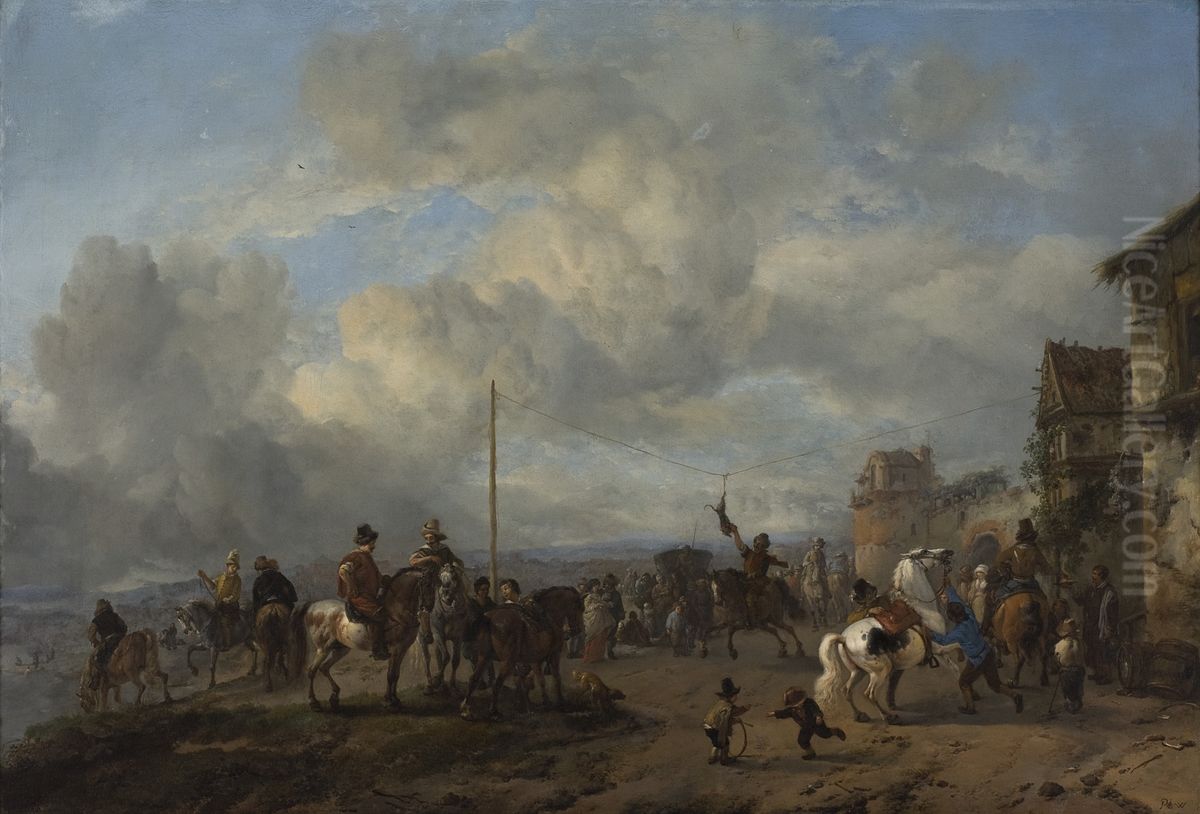 Riding at the Cat Oil Painting by Philips Wouwerman