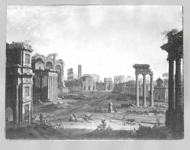 Roman ruins Oil Painting by Antonio Joli