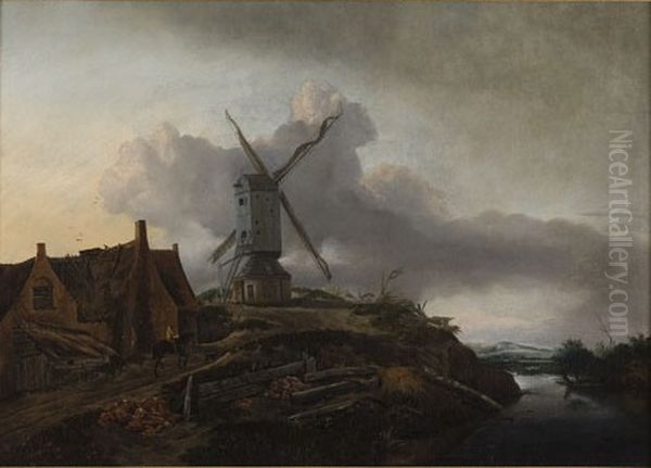 landscape with mill Oil Painting by Gerrit van Hees