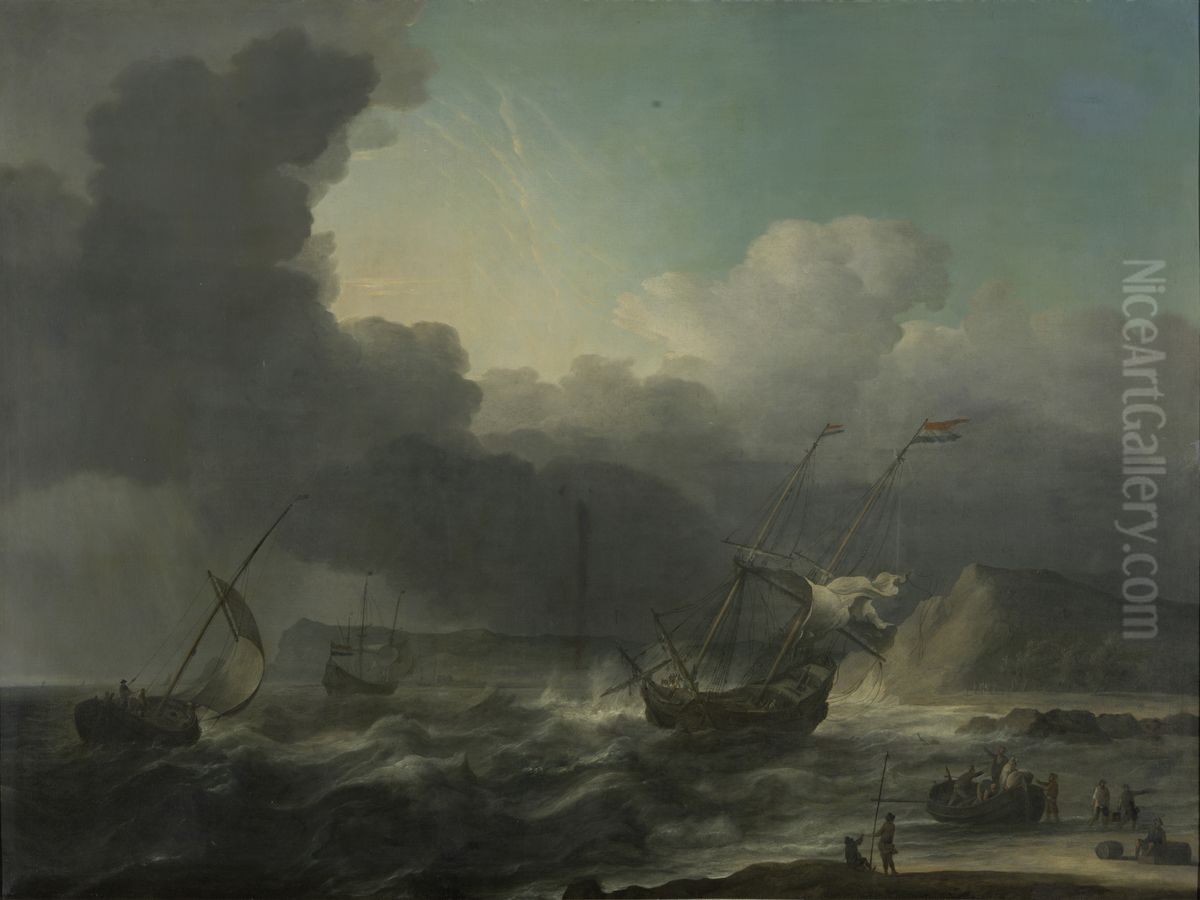 Zeegezicht Oil Painting by Jan Theunisz Blanckerhoff