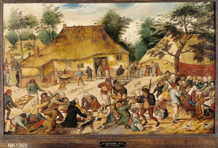 Bruiloftsmaal voor een boerenhuis Oil Painting by Pieter Brueghel the Younger