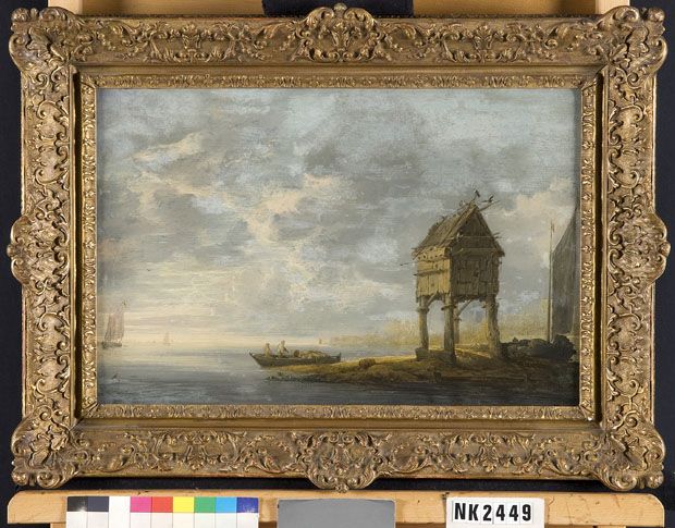 Dovecote on a broad river Oil Painting by Simon De Vlieger