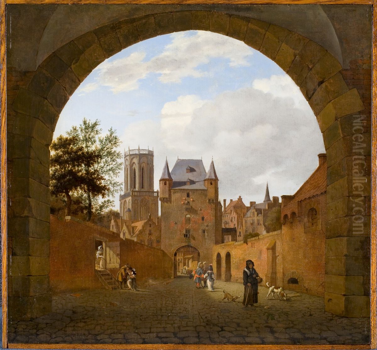 De Waterpoort te Emmerik Oil Painting by Jan Van Der Heyden