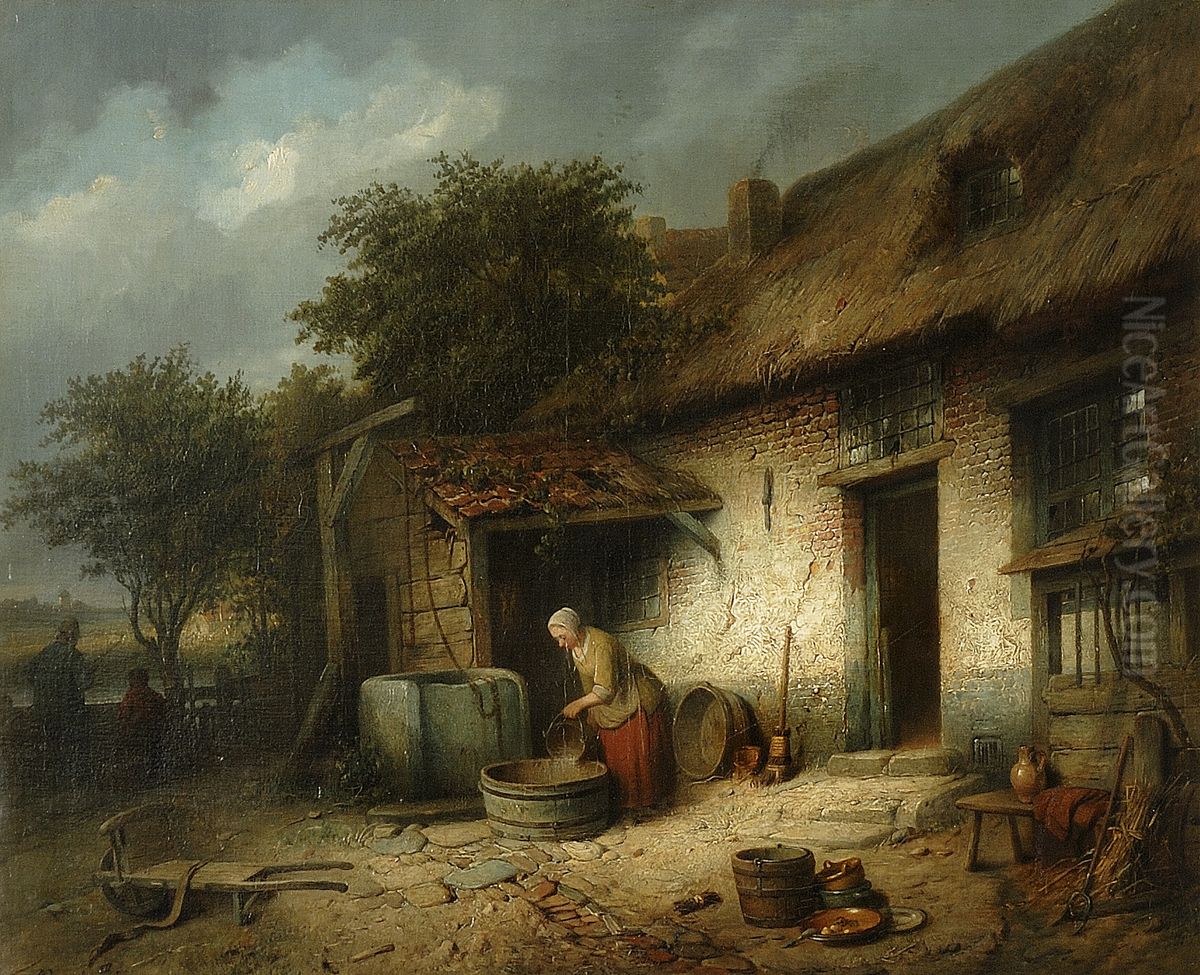 Boerderij Oil Painting by Ferdinand de Braekeleer