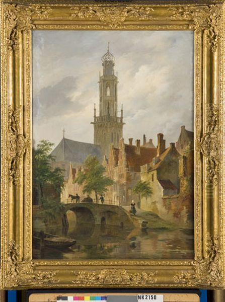 Gezicht op de Bakenesserkerk te Haarlem Oil Painting by Bartholomeus van Hove