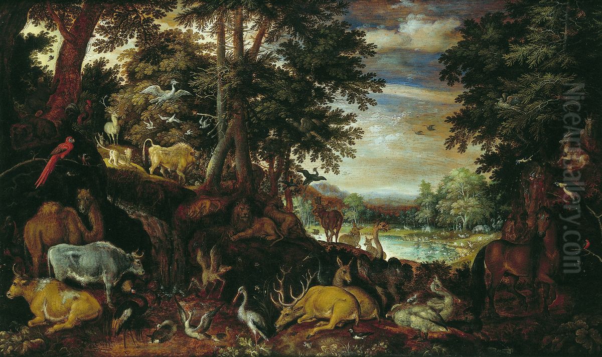 Boslandschap met dieren Oil Painting by Roelant Savery