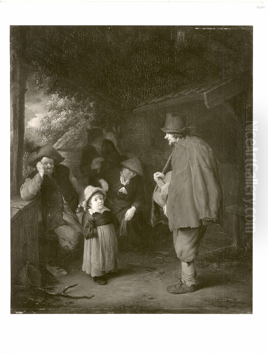 Een lierdraaier Oil Painting by Adriaen van Ostade