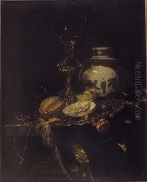 Still Life with Bekerschroef, Rummer and Covered Porcelain Pot Oil Painting by Willem Kalf
