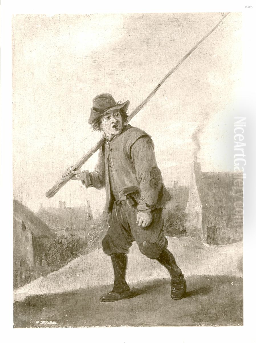 Man carrying a pole Oil Painting by David Teniers the Younger