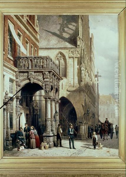 Prinzipalmarkt in Munster Oil Painting by Cornelis Springer