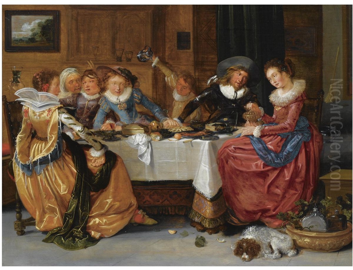 Merry Company Oil Painting by Hendrik Gerritsz Pot
