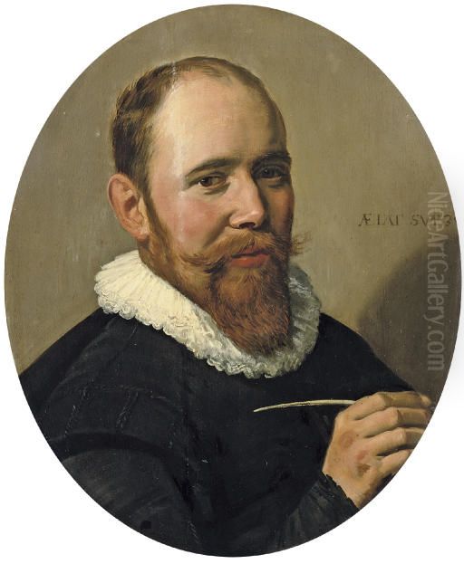 Portrat Willem Warmondt (oval) Oil Painting by Frans Hals