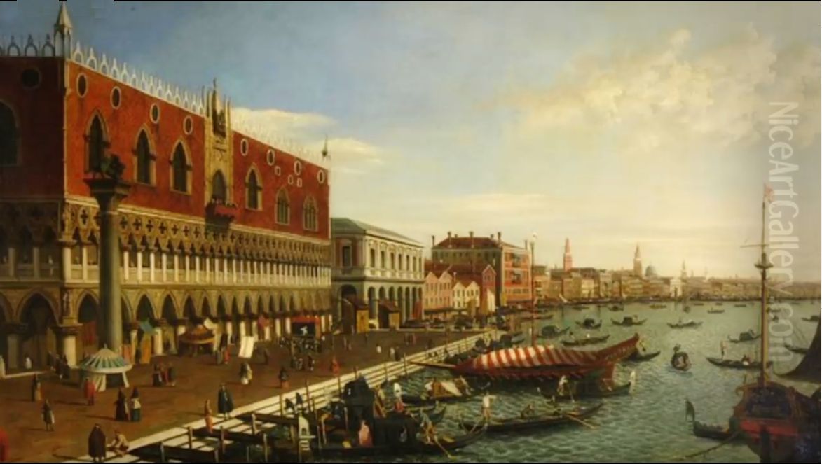 View of the Palazzo Ducale and the Riva degli Schiavoni Oil Painting by Canaletto