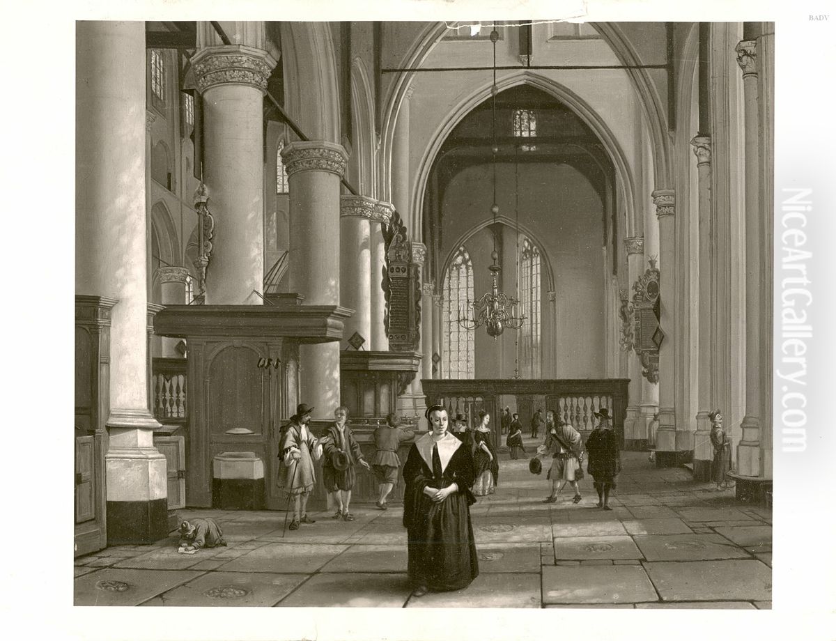 Interior of a church Oil Painting by Gerrit Adriaenszoon Berckheyde