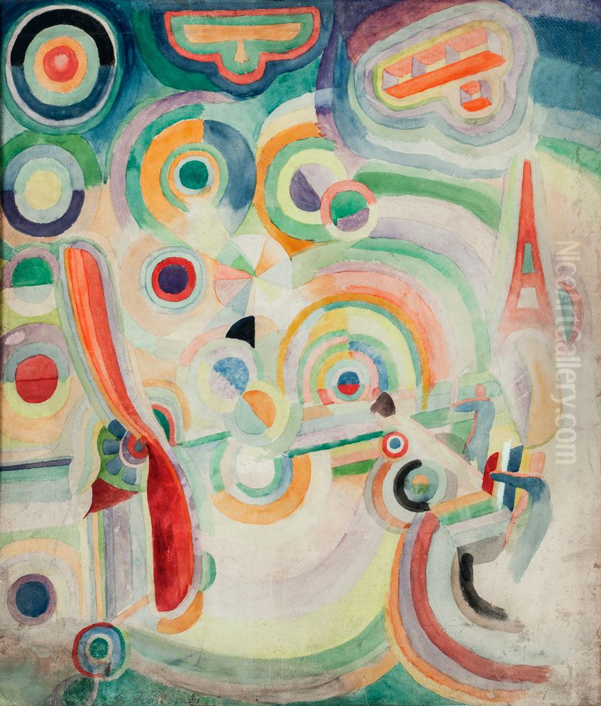 Hommage to Bleriot Oil Painting by Robert Delaunay