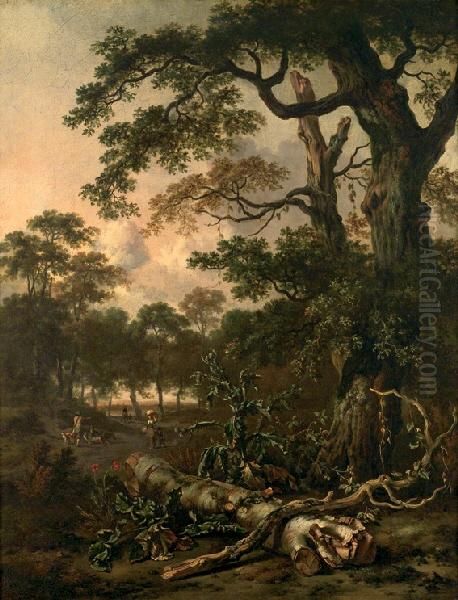 Landschaft mit gefalltem Baum und Disteln Oil Painting by Jan Wijnants