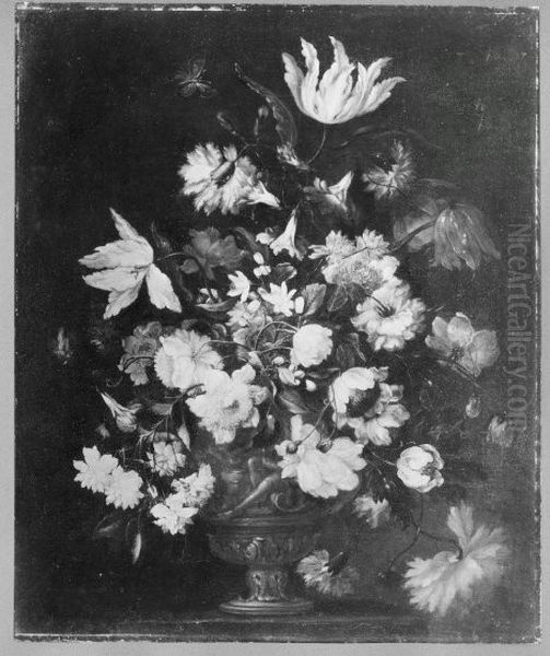 Blumenstrauss mit Tulpen, Nelken und Rosen in einer Vase Oil Painting by Gaspar Peeter Verbruggen the Elder