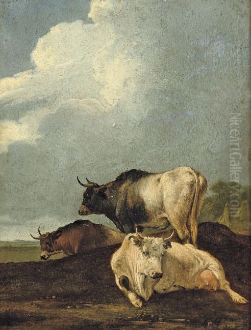 Kuhe auf einer Wiese Oil Painting by Adriaen Van De Velde