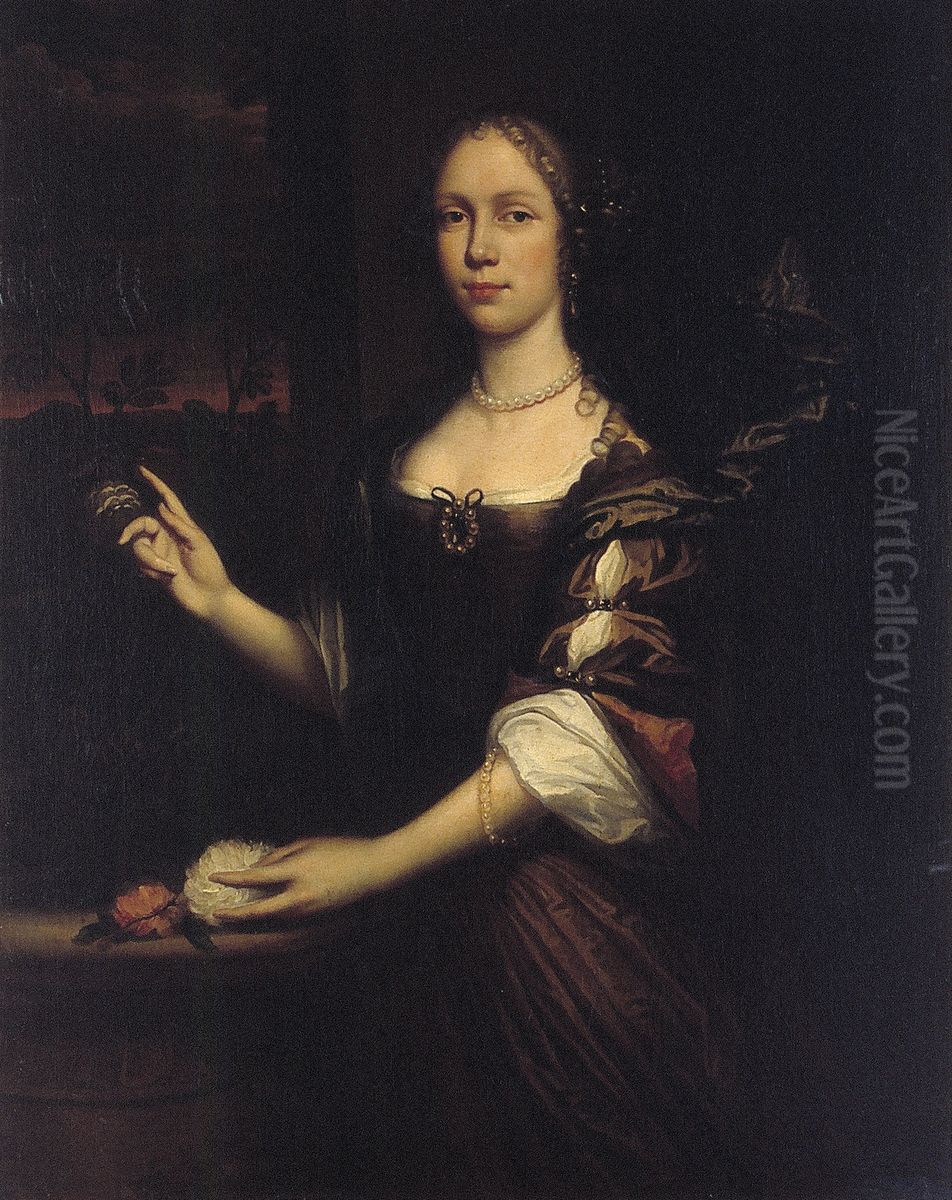 Christina Pompe (1647-1722) Oil Painting by Johannes van der Stock