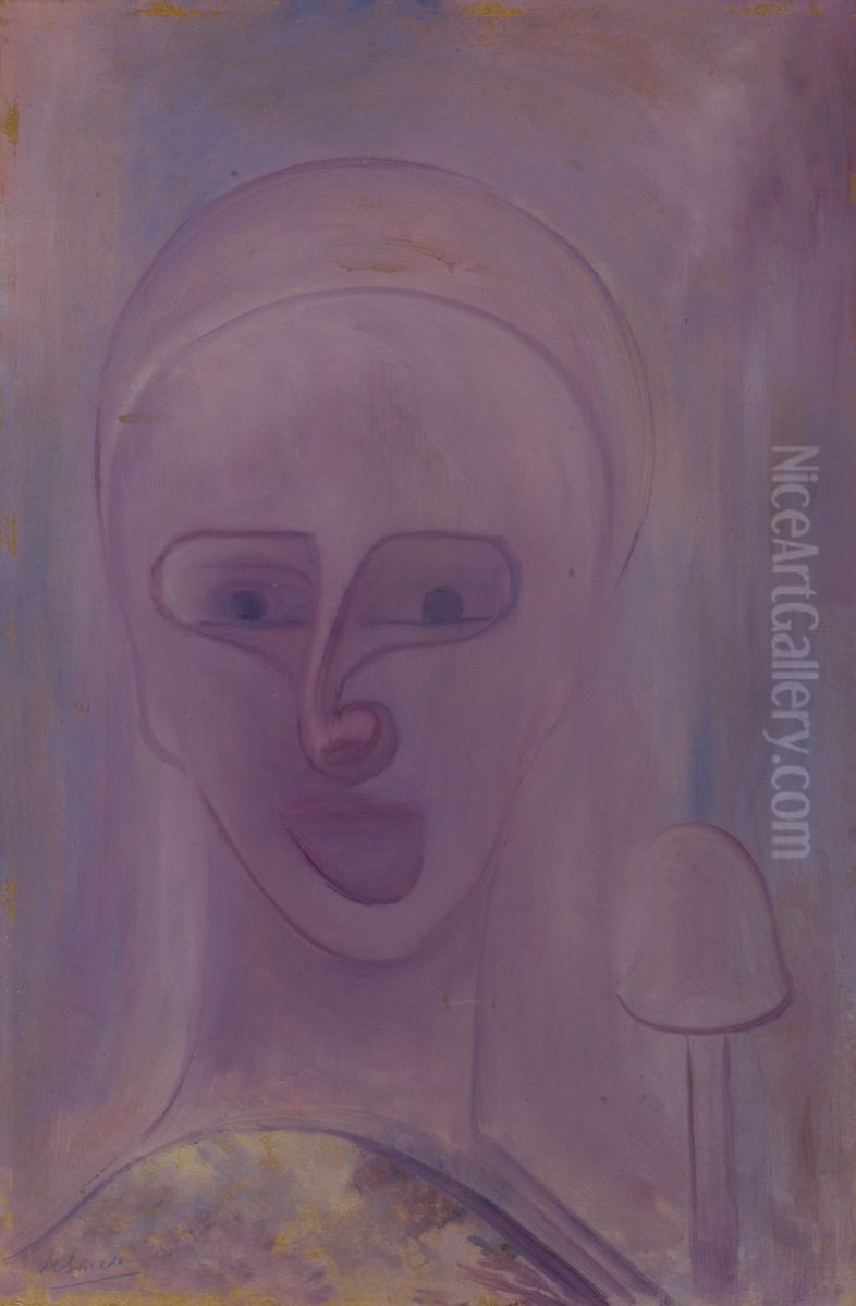 Portret in lila Oil Painting by Karel Albert Schmidt