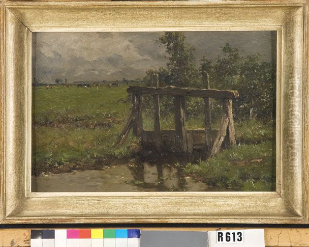 Houten sluisje Oil Painting by Johannes-Hubertus-Leonardus de Haas
