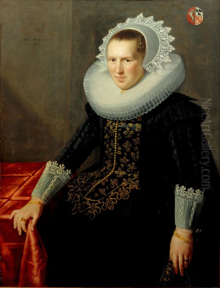 Anna Strick (1591-1637) Oil Painting by Paulus Moreelse