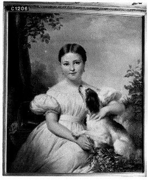 Jacqueline Adrienne Henriette Hoffmann (1827-1889), echtgenote van Otto baron van Wassenaer, heer van de beide Katwijken en 't Zandt Oil Painting by Jan Adam Kruseman
