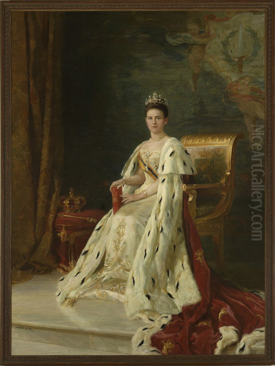 Portrait of Queen Wilhelmina (1880-1962) Oil Painting by Pieter De Josselin De Jong