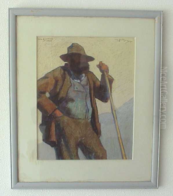 Oude baanveger uit Davos Oil Painting by Jan Willem Sluiter