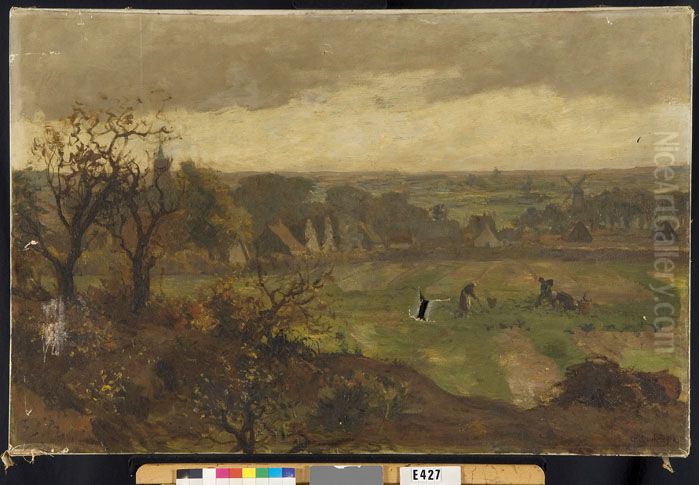 Landschap met dorp en velden Oil Painting by Charles Dankmeijer