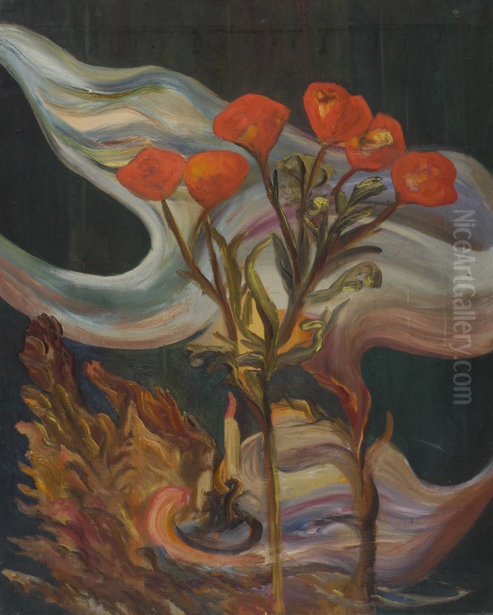 Stilleven met kaars Oil Painting by Karel Albert Schmidt